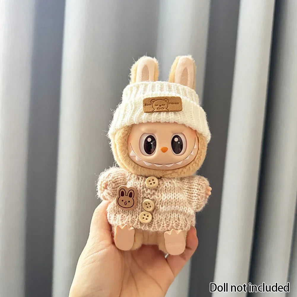 Fashion Clothes for 17cm Labubu Sitting Dolls (Clothes Only)