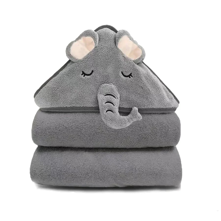 Hooded Cartoon Baby Towel & Blanket (Coral Fleece)