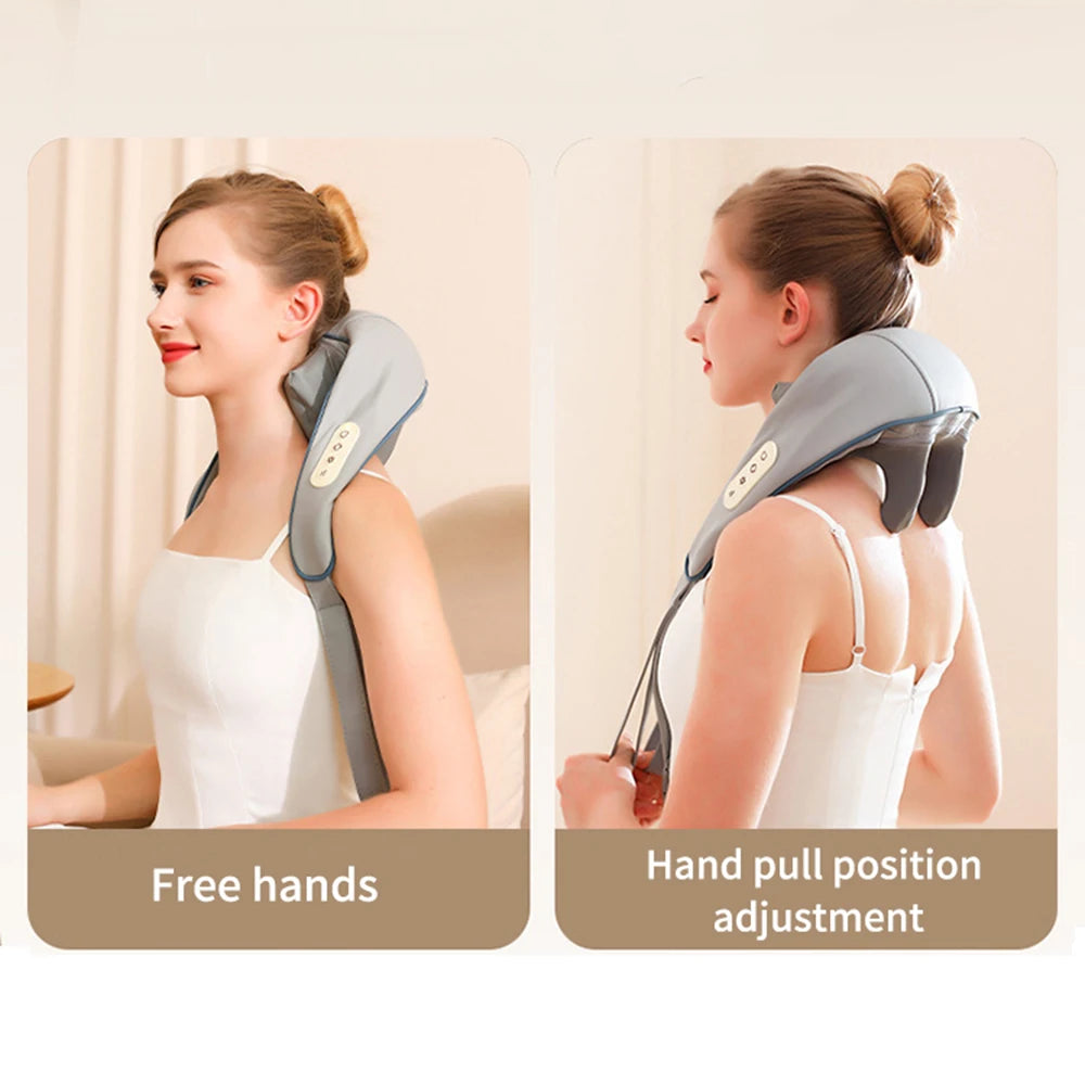 Intelligent Shoulder & Neck Massager Shawl with Heat and 8 Kneading Nodes