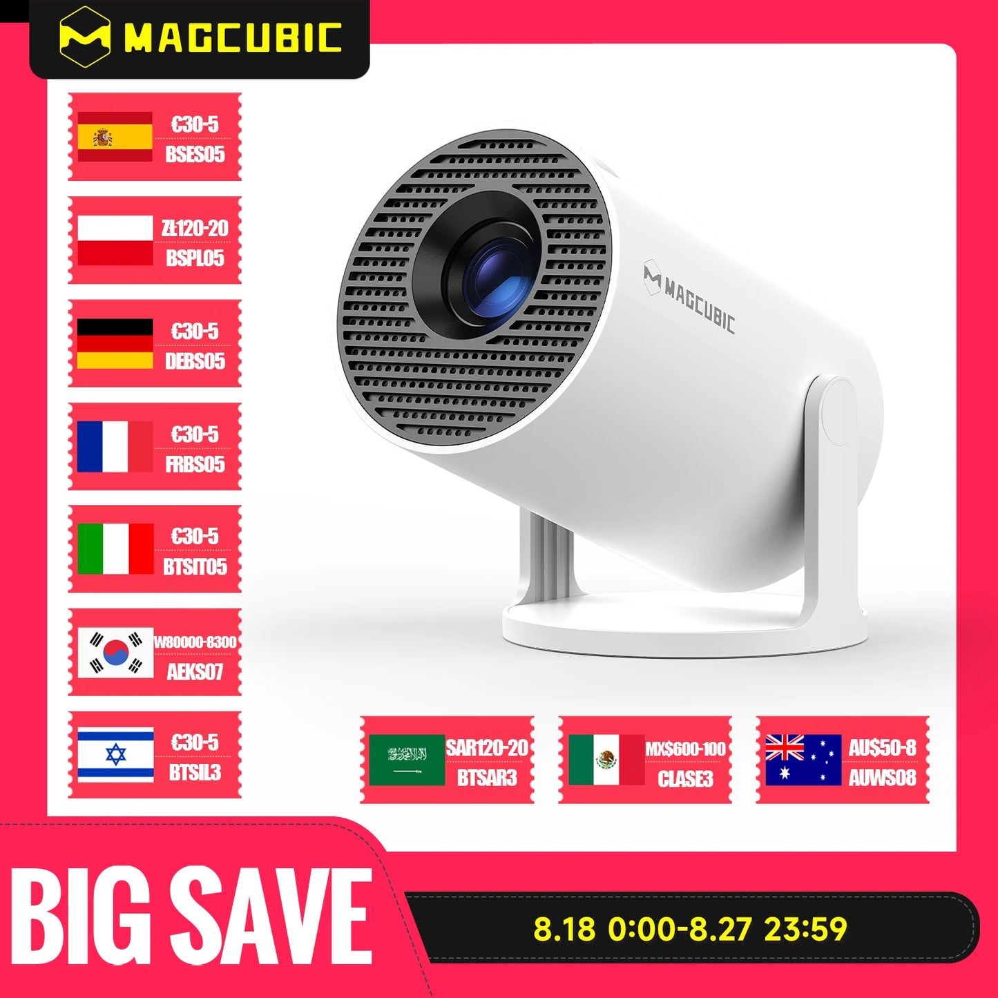 Magcubic HY300 Pro 4K Supported Smart Projector - Android 11 & WiFi 6
