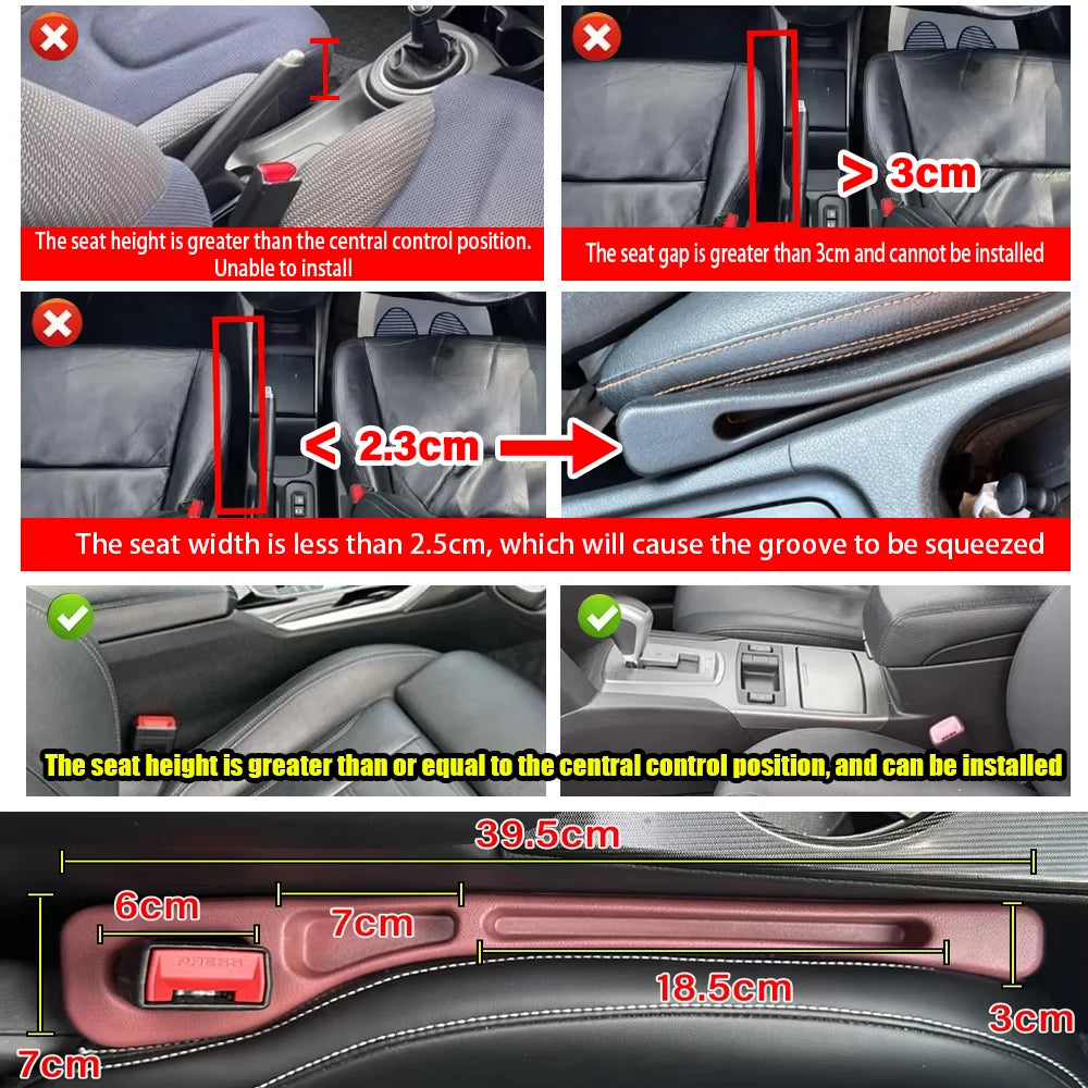 2Pcs Universal Car Console Organizer & Seat Gap Filler