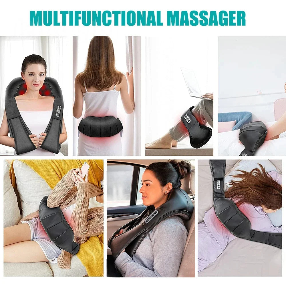 Shiatsu Deep Kneading Massage Pillow with Heat & Custom Straps