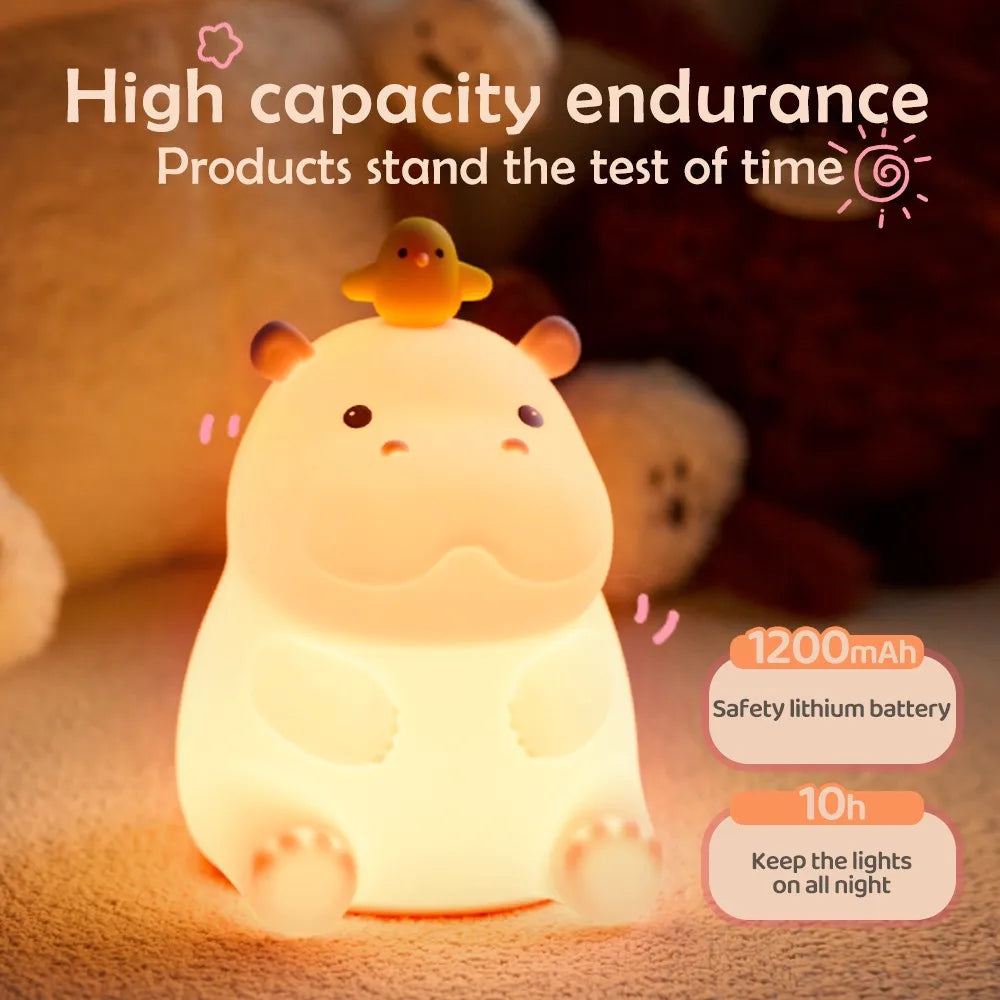 Soft Silicone Animal Night Light with Touch Sensor & Timer