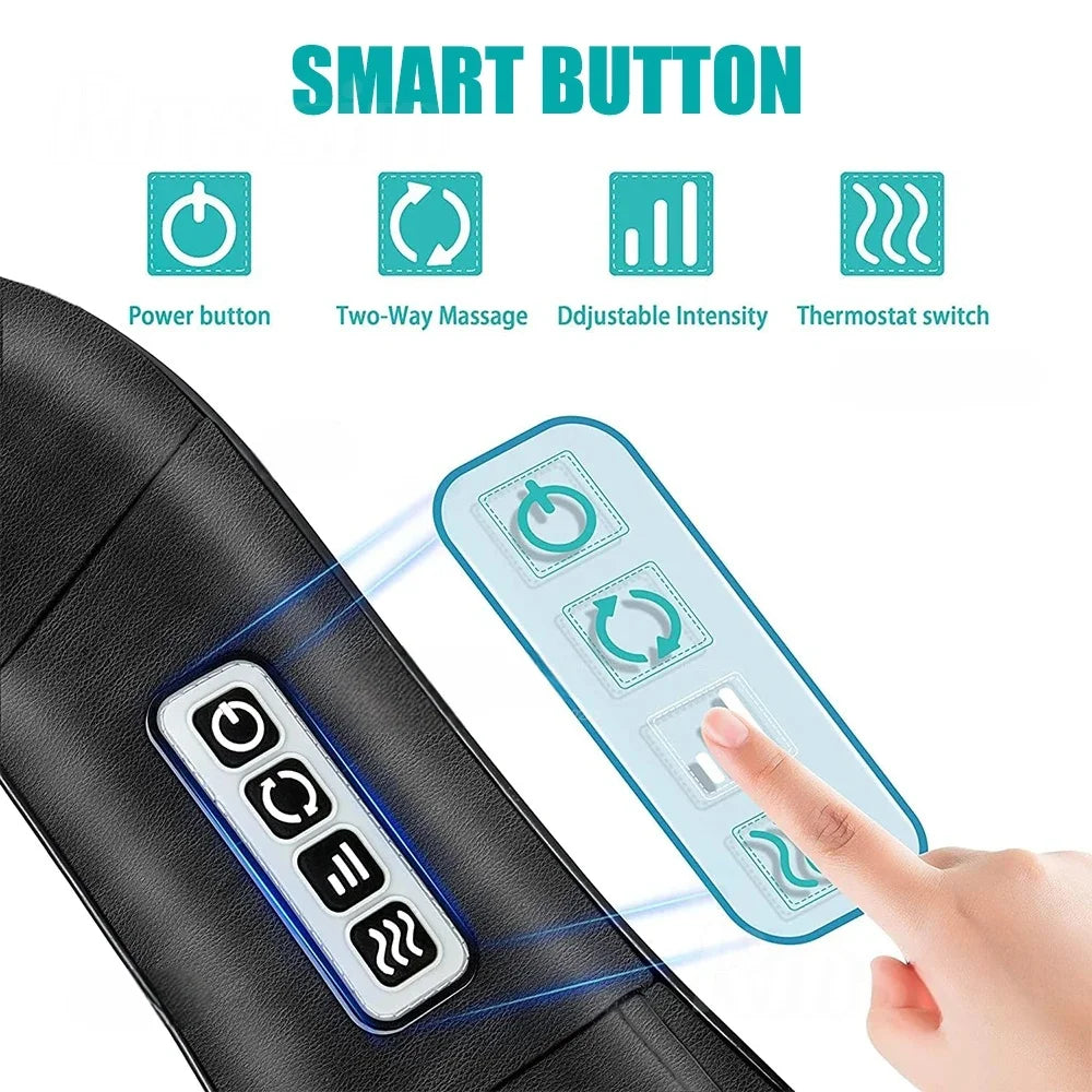 Shiatsu Deep Kneading Massage Pillow with Heat & Custom Straps