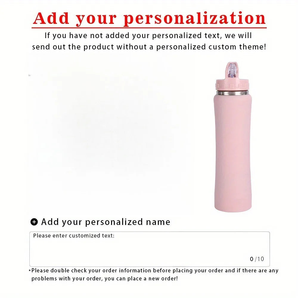 Personalized Engraved Insulated Stainless Steel Water Bottle with Straw