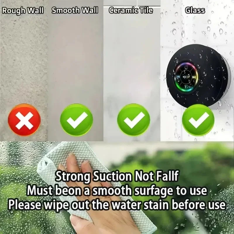 Waterproof Bluetooth Shower Speaker with Mic & Suction Cup