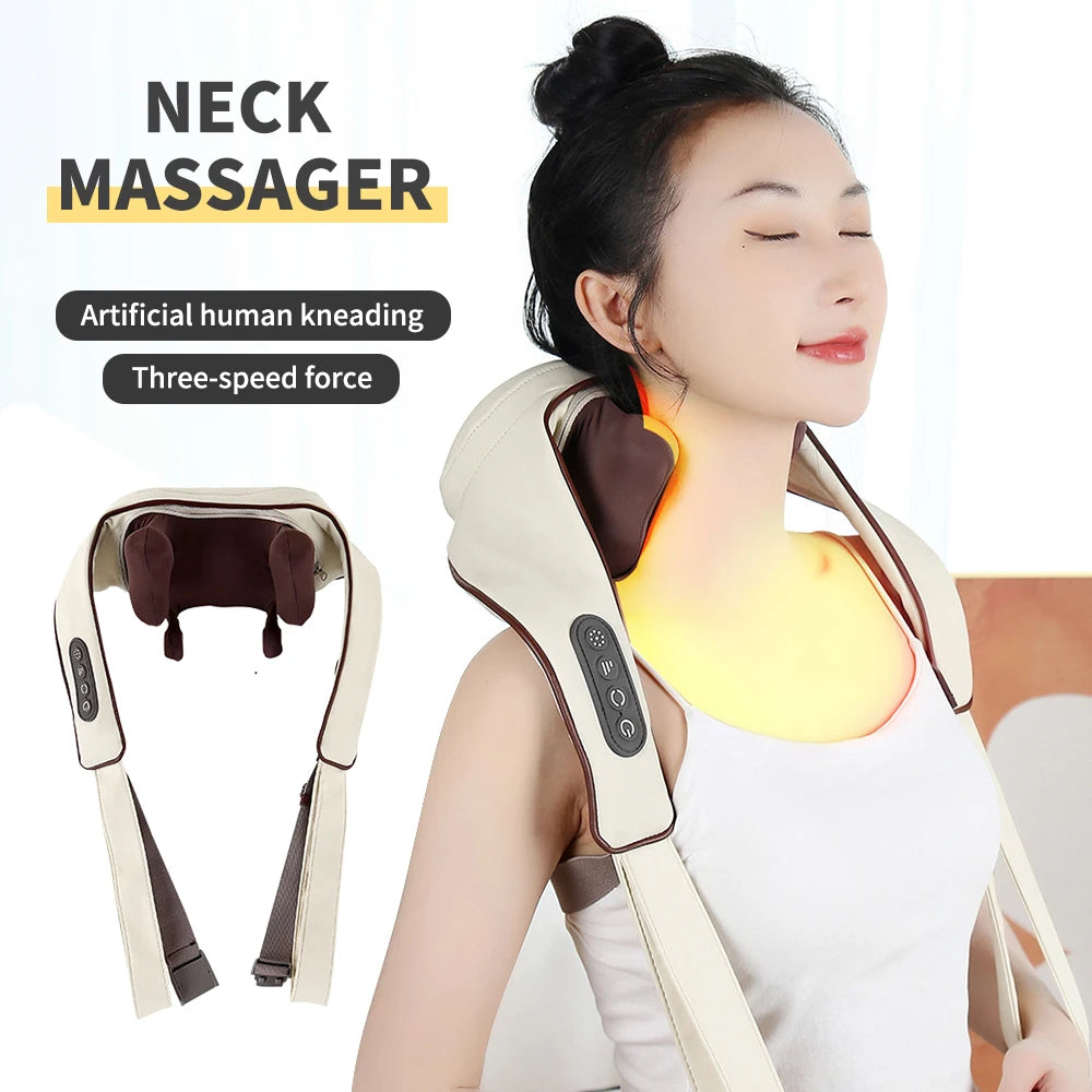 Intelligent Shoulder & Neck Massager Shawl with Heat and 8 Kneading Nodes