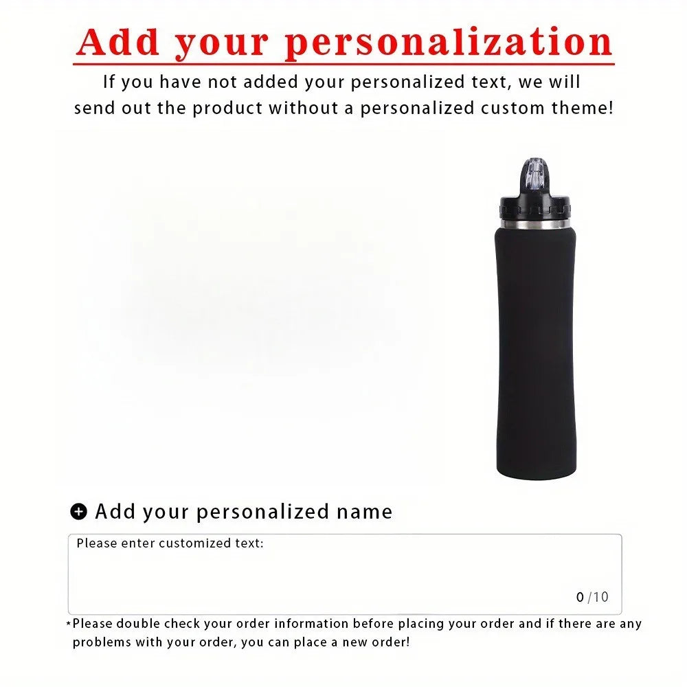 Personalized Engraved Insulated Stainless Steel Water Bottle with Straw