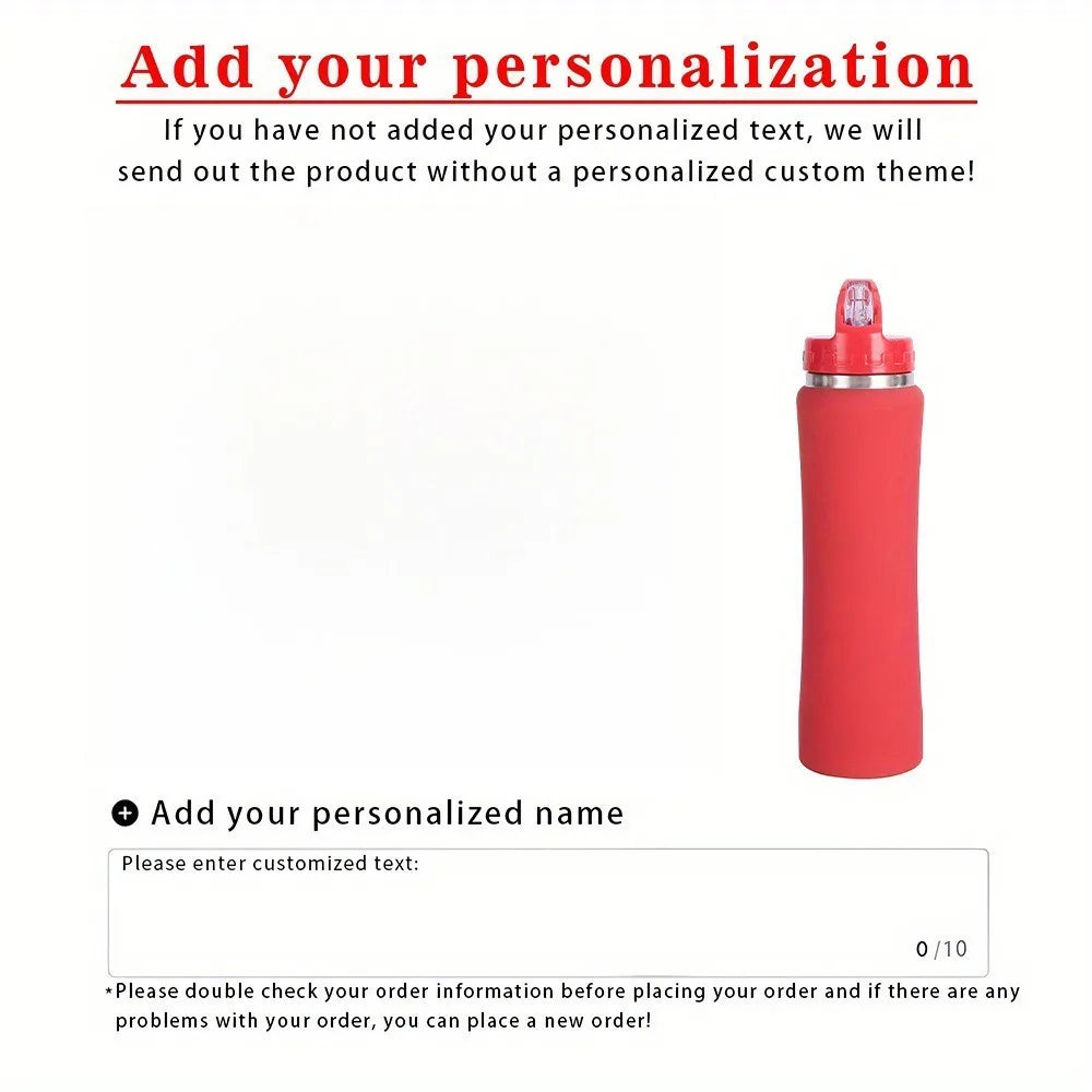 Personalized Engraved Insulated Stainless Steel Water Bottle with Straw