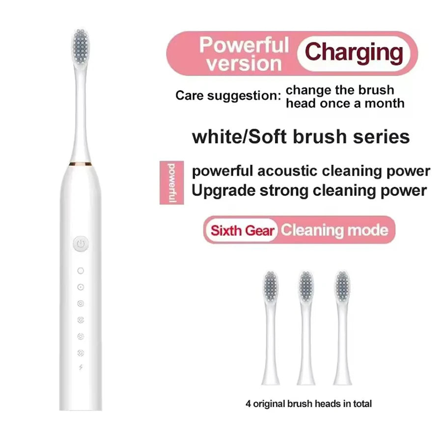 X3 Ultrasonic Electric Toothbrush - 6 Modes, USB Charging & Scientific Time