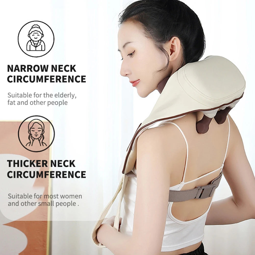 Intelligent Shoulder & Neck Massager Shawl with Heat and 8 Kneading Nodes