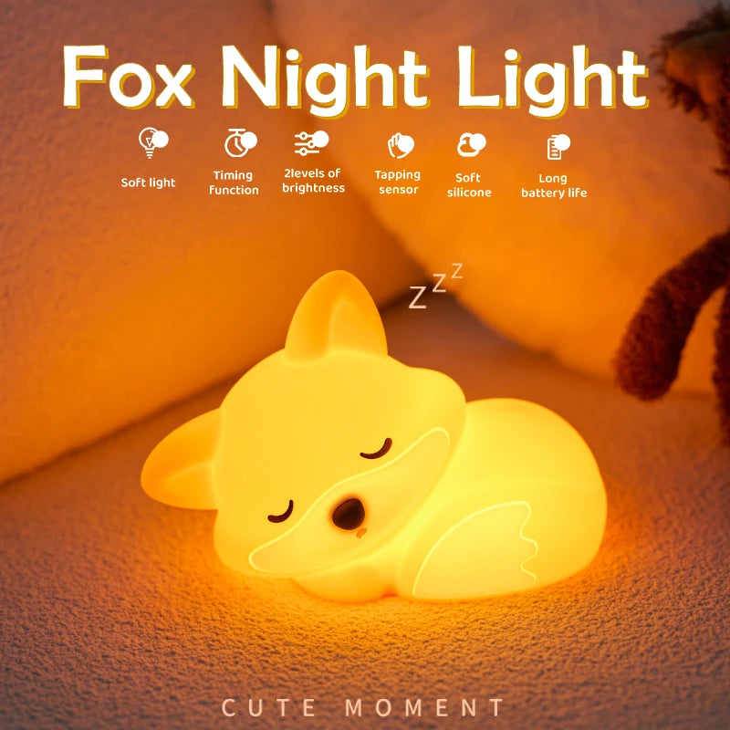 Soft Silicone Animal Night Light with Touch Sensor & Timer