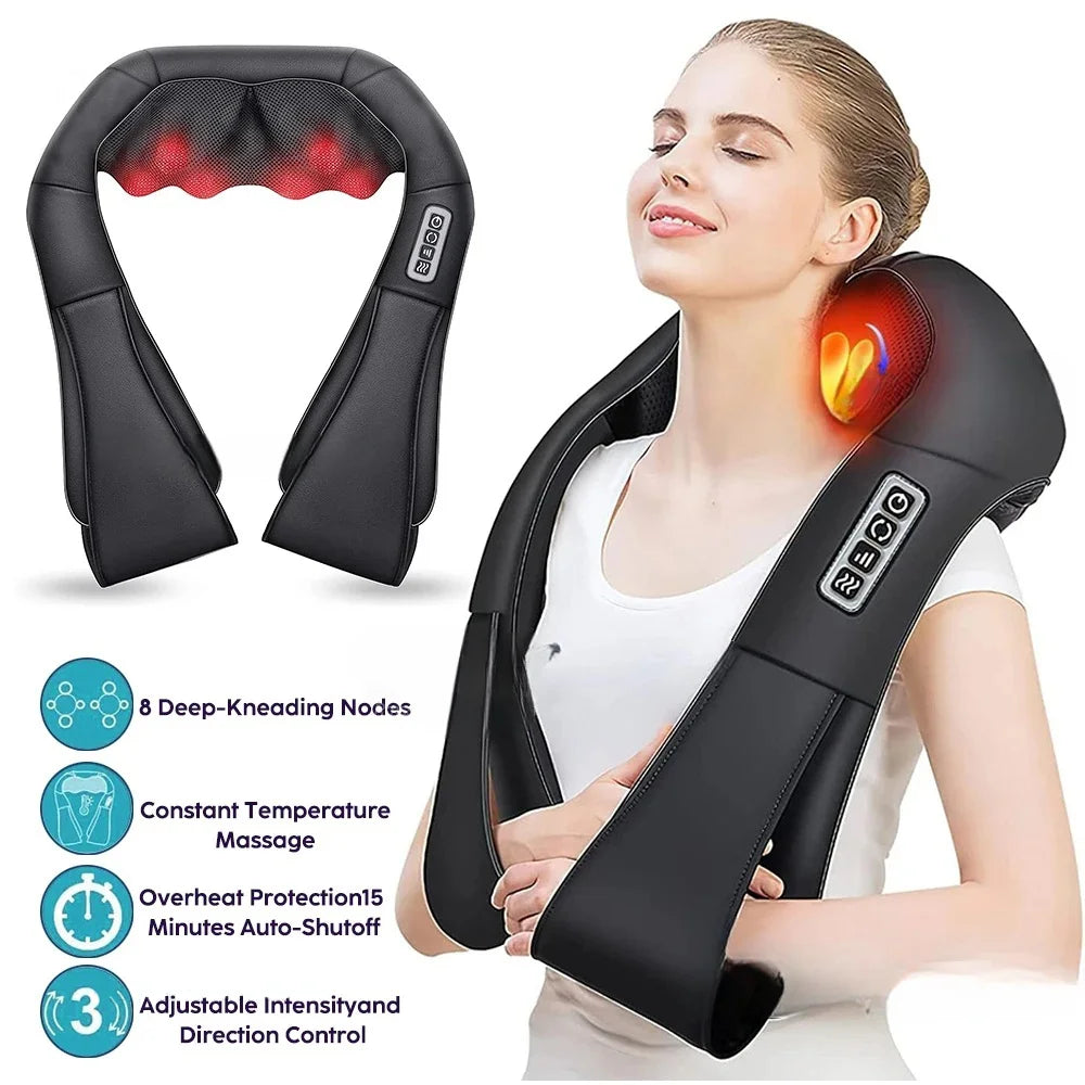 Shiatsu Deep Kneading Massage Pillow with Heat & Custom Straps