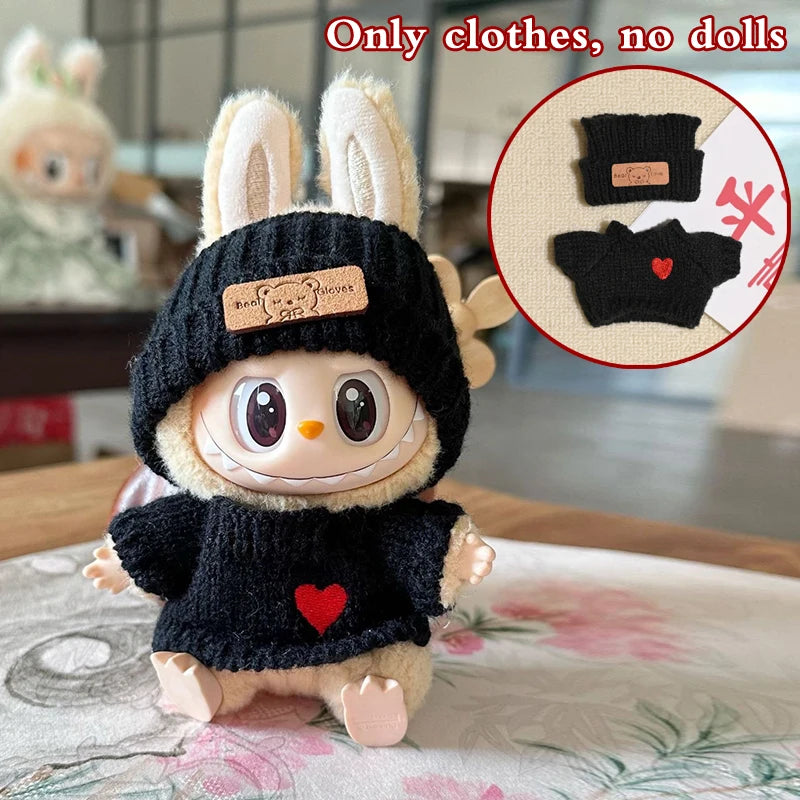 Designer 3-Piece Knitwear Set for 17cm Labubu Dolls (Clothes Only)