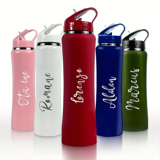 Personalized Engraved Insulated Stainless Steel Water Bottle with Straw