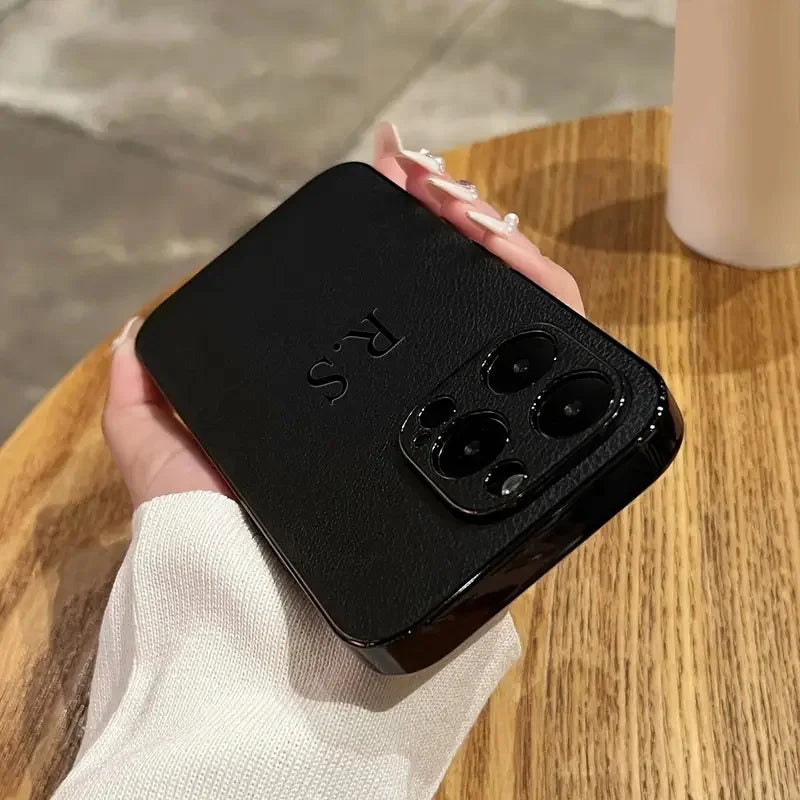 Personalized Luxury Leather Plating Case for iPhone (Custom Initials/Name)