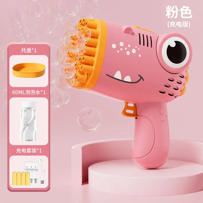 40-Hole Automatic Dinosaur Bubble Machine
