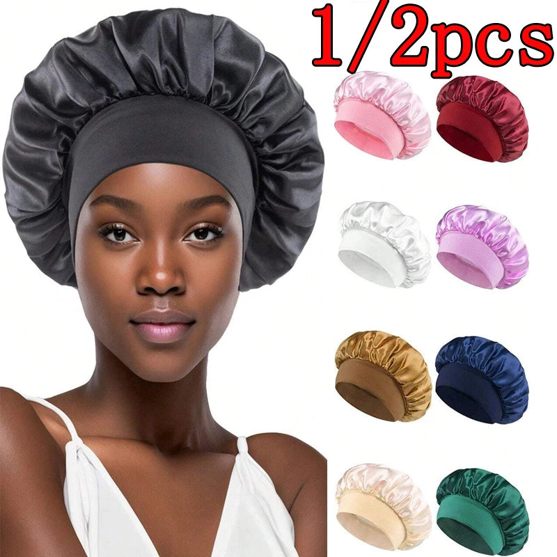Satin Sleep Bonnet with Wide, Non-Marking Comfort Band (1pc or 2pc)