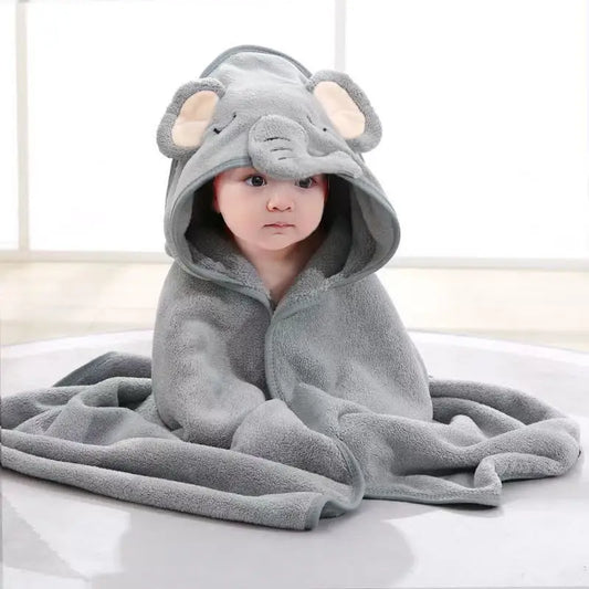 Hooded Cartoon Baby Towel & Blanket (Coral Fleece)