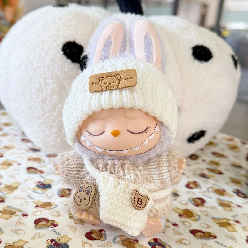 Designer 3-Piece Knitwear Set for 17cm Labubu Dolls (Clothes Only)