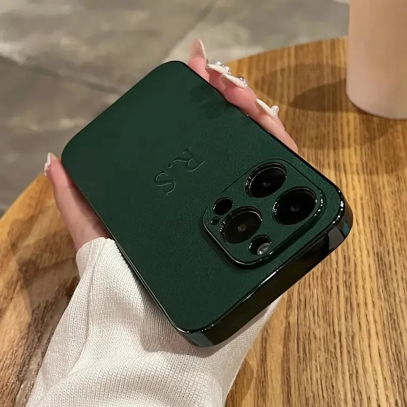 Personalized Luxury Leather Plating Case for iPhone (Custom Initials/Name)