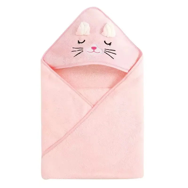 Hooded Cartoon Baby Towel & Blanket (Coral Fleece)