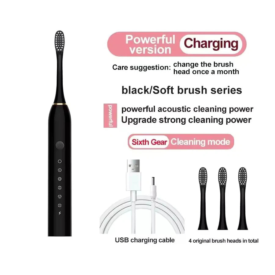 X3 Ultrasonic Electric Toothbrush - 6 Modes, USB Charging & Scientific Time