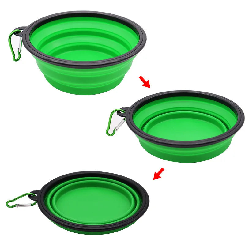 Non-Deformable Folding Pet Travel Bowl with Keychain (350ml)