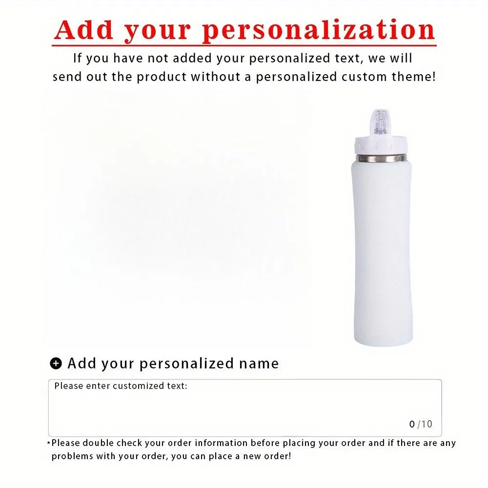 Personalized Engraved Insulated Stainless Steel Water Bottle with Straw