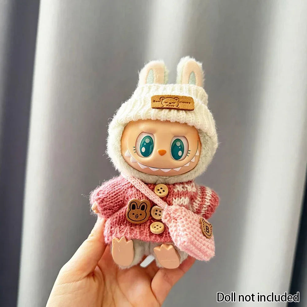 Fashion Clothes for 17cm Labubu Sitting Dolls (Clothes Only)