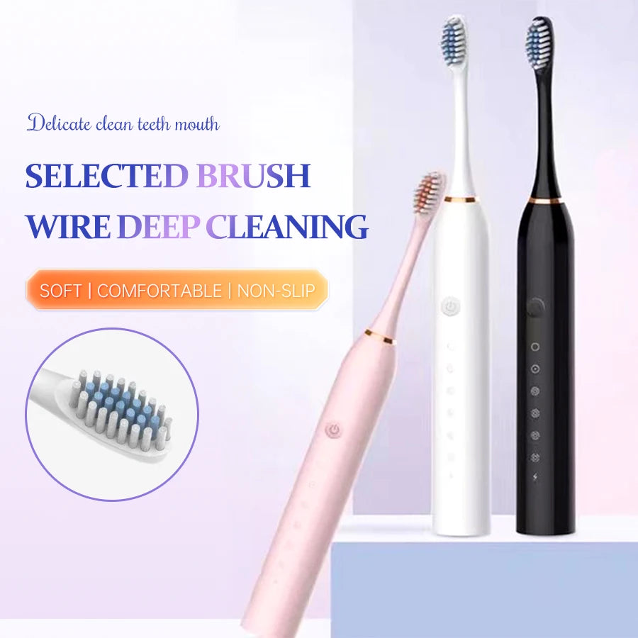 X3 Ultrasonic Electric Toothbrush - 6 Modes, USB Charging & Scientific Time