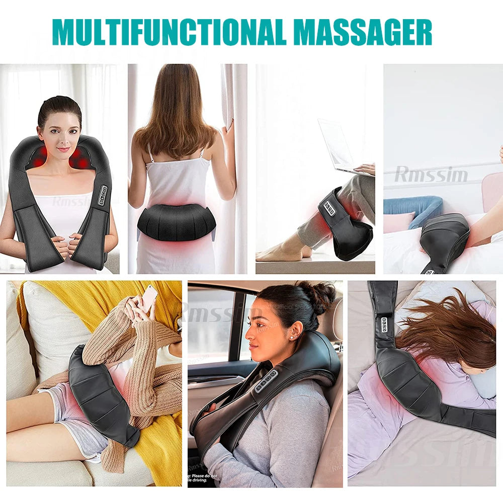 Shiatsu Deep Kneading Massage Pillow with Heat & Custom Straps