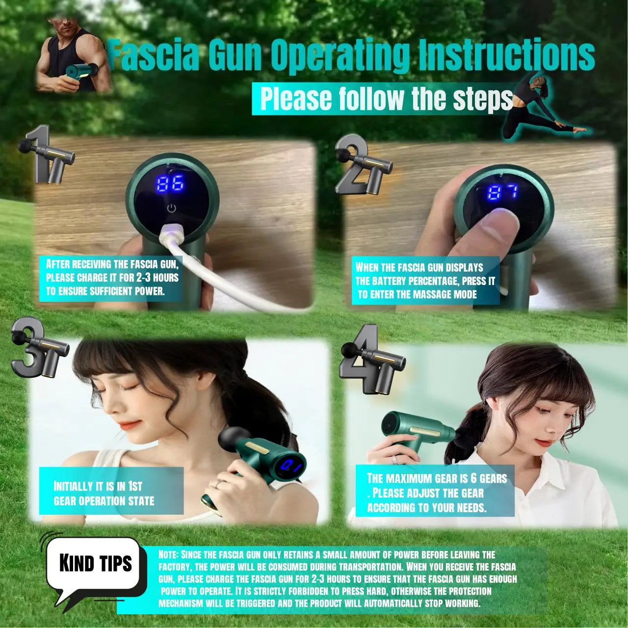 Portable Deep Tissue Massage Gun (24W, USB Type-C)