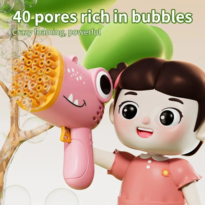 40-Hole Automatic Dinosaur Bubble Machine