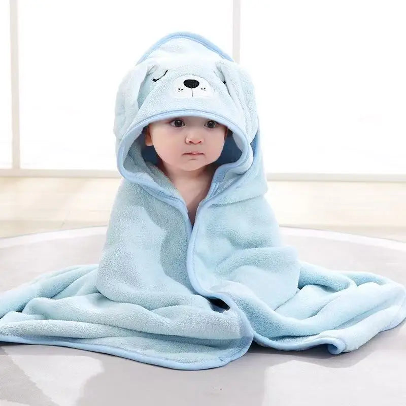 Hooded Cartoon Baby Towel & Blanket (Coral Fleece)