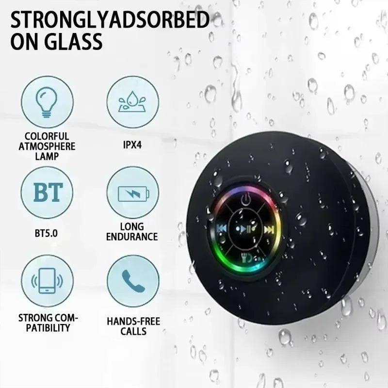 Waterproof Bluetooth Shower Speaker with Mic & Suction Cup