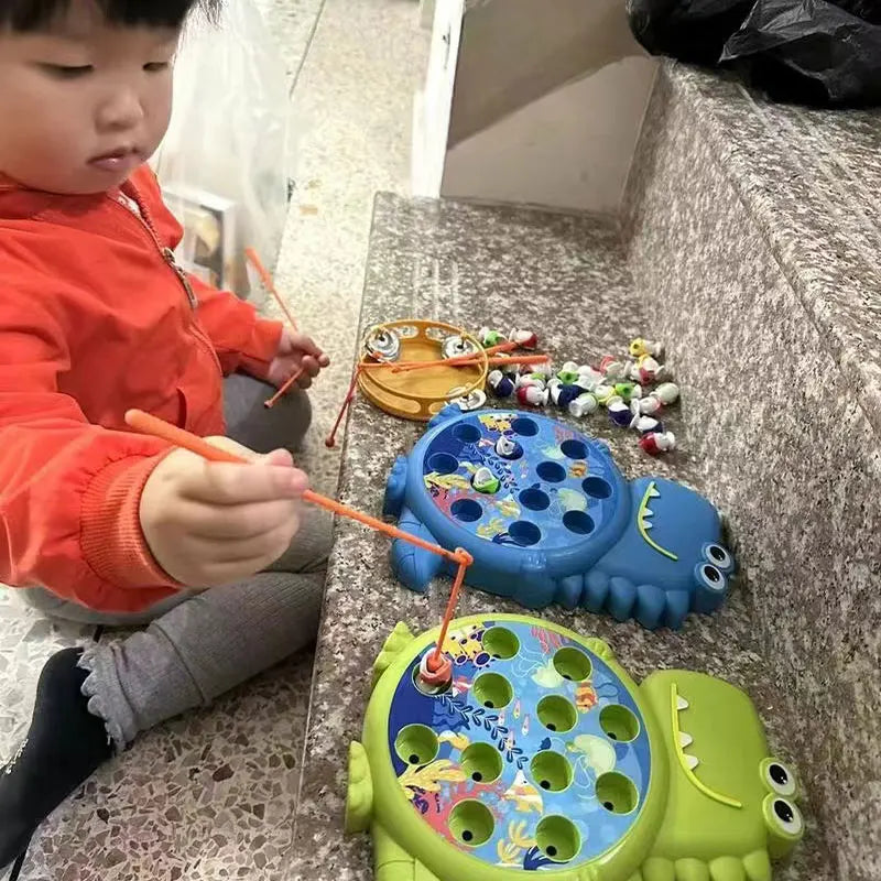 Dinosaur Magnetic Fishing Game - Montessori Educational Toy for Kids