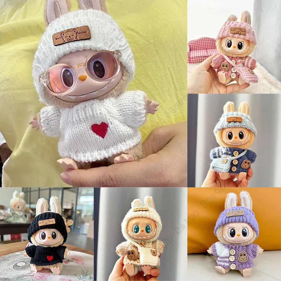 Designer 3-Piece Knitwear Set for 17cm Labubu Dolls (Clothes Only)