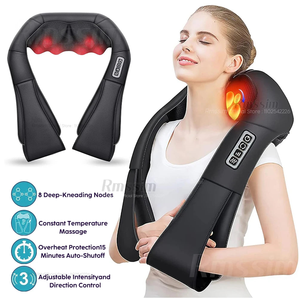 Shiatsu Deep Kneading Massage Pillow with Heat & Custom Straps