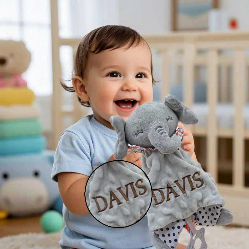 Personalized Organic Cotton Elephant Comforter & Teether