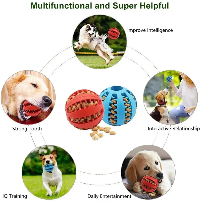 Multi-Function Pet Treat Feeder Ball - Nontoxic Dental Chew Toy