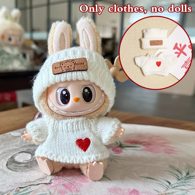 Designer 3-Piece Knitwear Set for 17cm Labubu Dolls (Clothes Only)