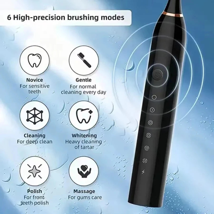 X3 Ultrasonic Electric Toothbrush - 6 Modes, USB Charging & Scientific Time
