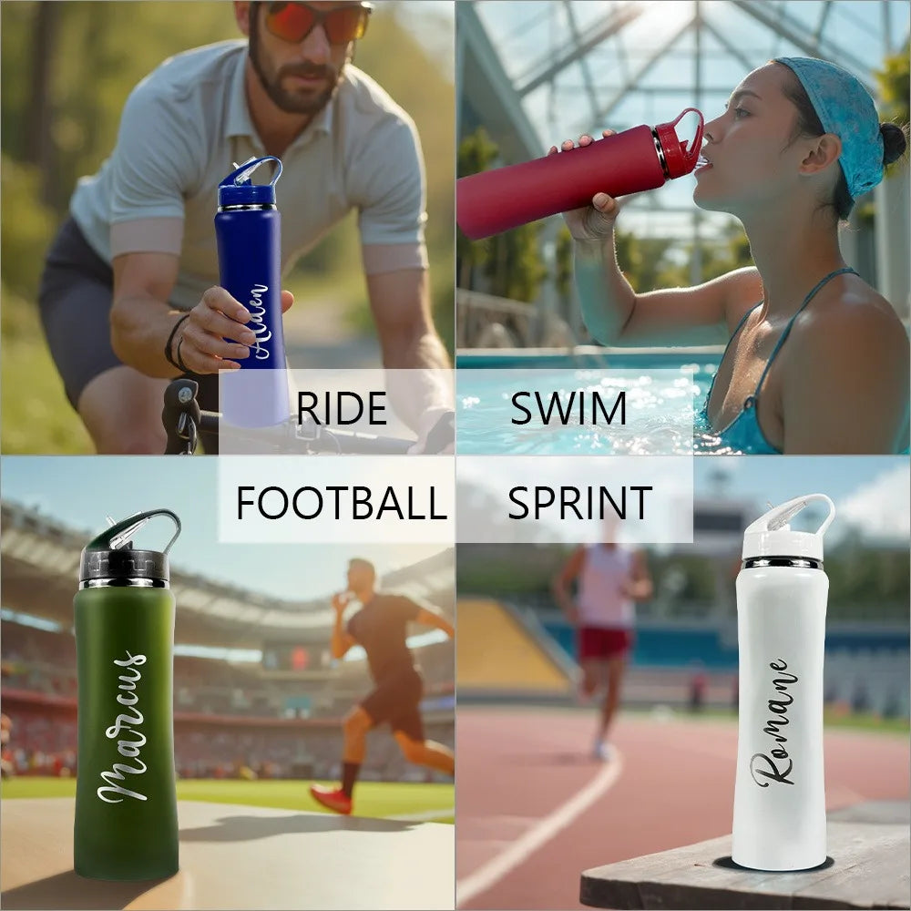 Personalized Engraved Insulated Stainless Steel Water Bottle with Straw