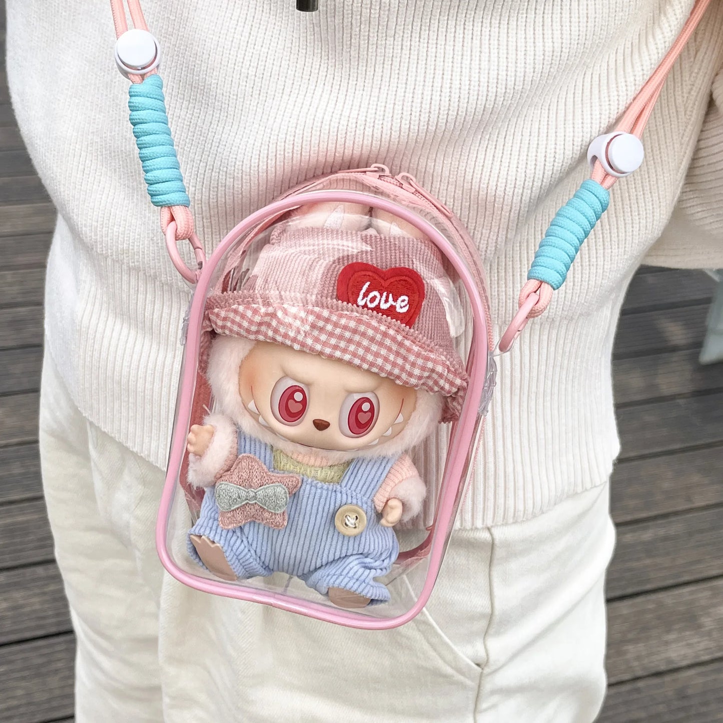 Protective Carry Bag for 15cm Labubu Sitting Party Doll (PVC)