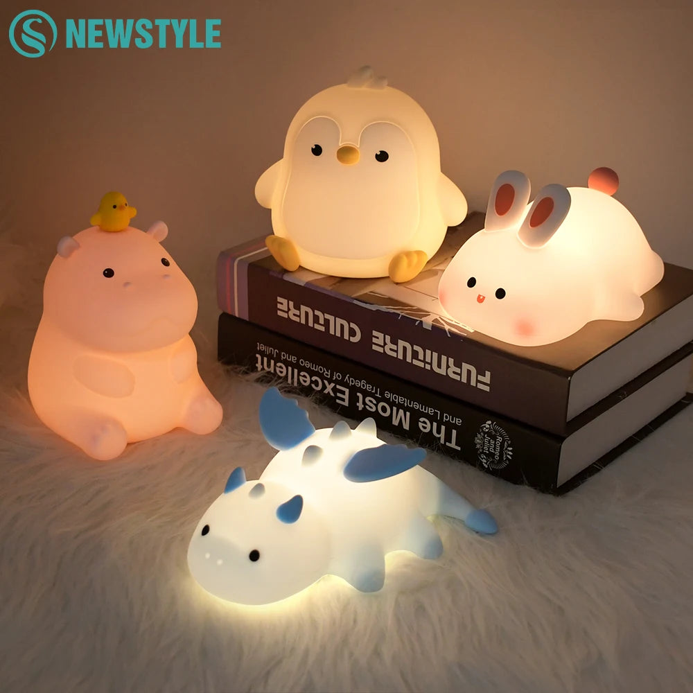 Soft Silicone Animal Night Light with Touch Sensor & Timer