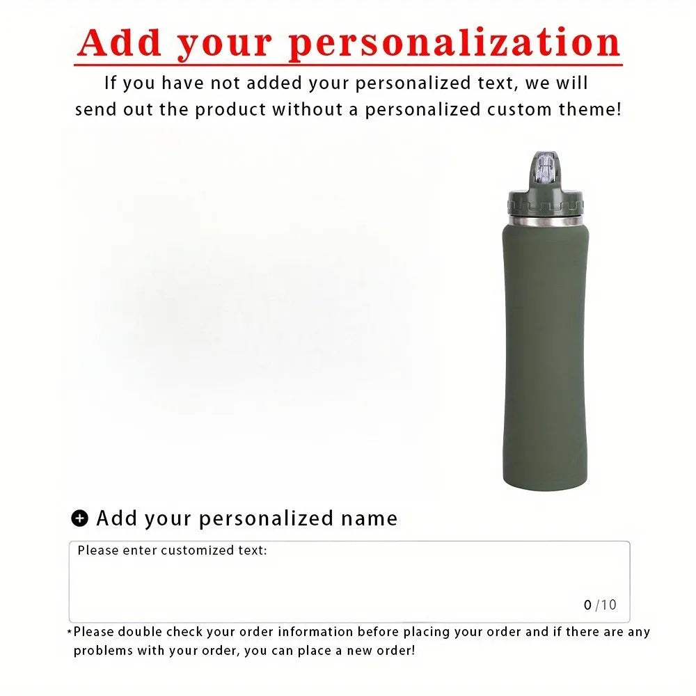 Personalized Engraved Insulated Stainless Steel Water Bottle with Straw