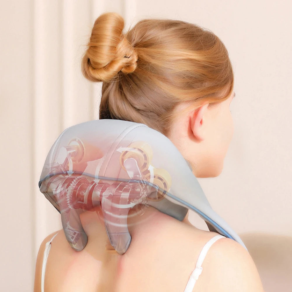 Intelligent Shoulder & Neck Massager Shawl with Heat and 8 Kneading Nodes