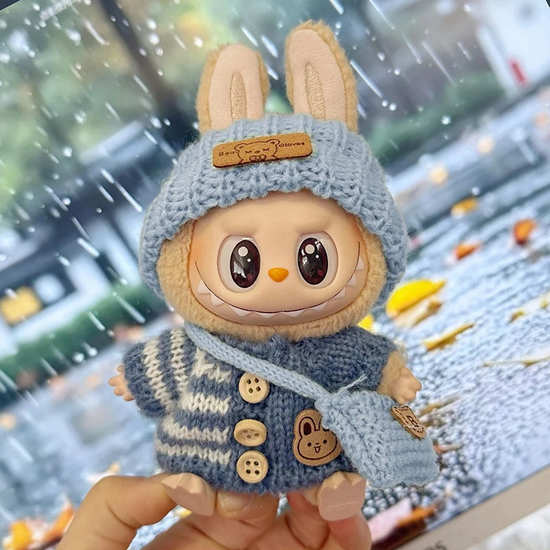 Designer 3-Piece Knitwear Set for 17cm Labubu Dolls (Clothes Only)