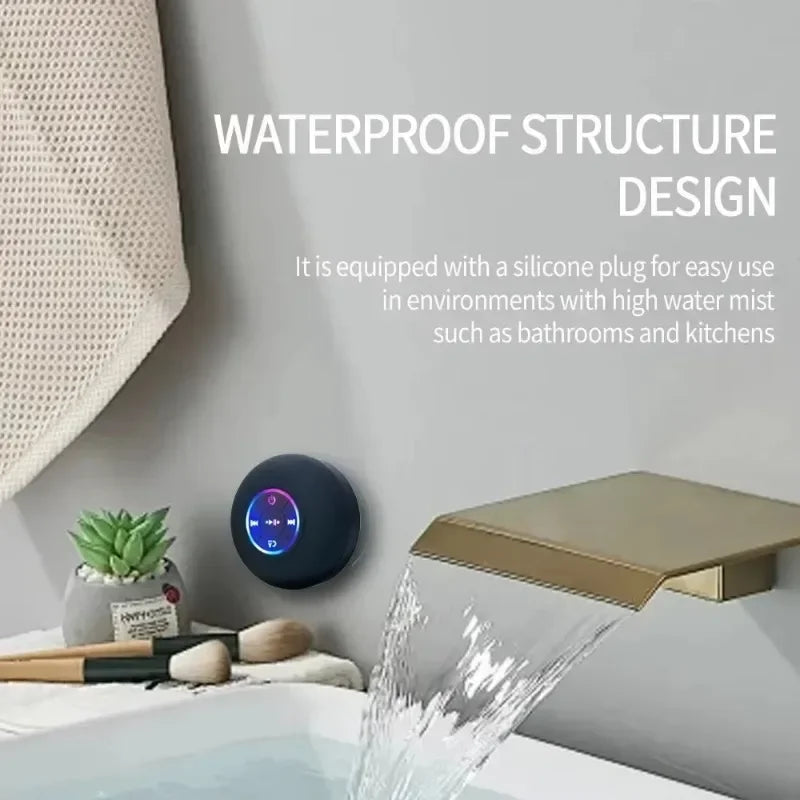Waterproof Bluetooth Shower Speaker with Mic & Suction Cup